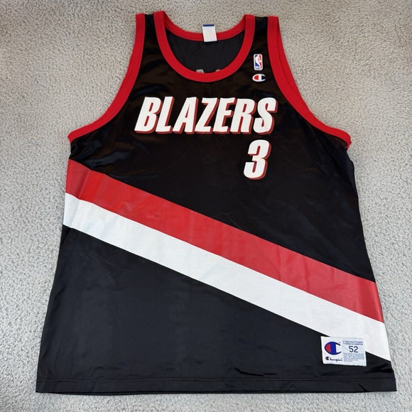 Ultra Rare Black Champion Stoudamire Portland Blazers Jersey Men's 52‎ Xl